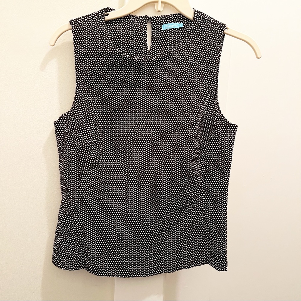 J. McLaughlin Black White Geometric Tank Top